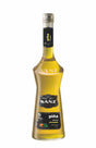 Ananassirup Sanz 0,7L in eleganter Glasflasche mit schwarzem Etikett und goldgelbem Sirup.