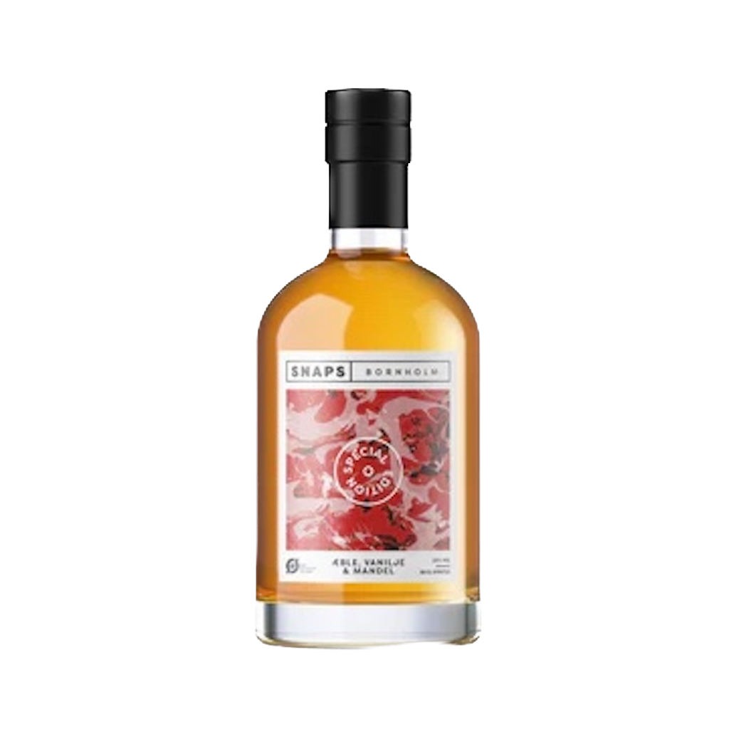 Apfel Vanille & Mandel Schnaps von Bornholm in 50cl Flasche. Bio-Qualität mit feiner Aromatik aus Dänemark.