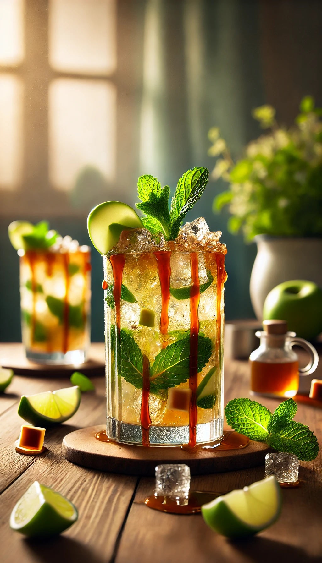 Apfel und Karamell Mojito ohne Alkohol