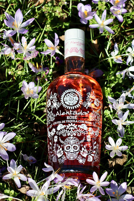 Alentador Rose Tequila Cocktail mit Frühlingsblumen