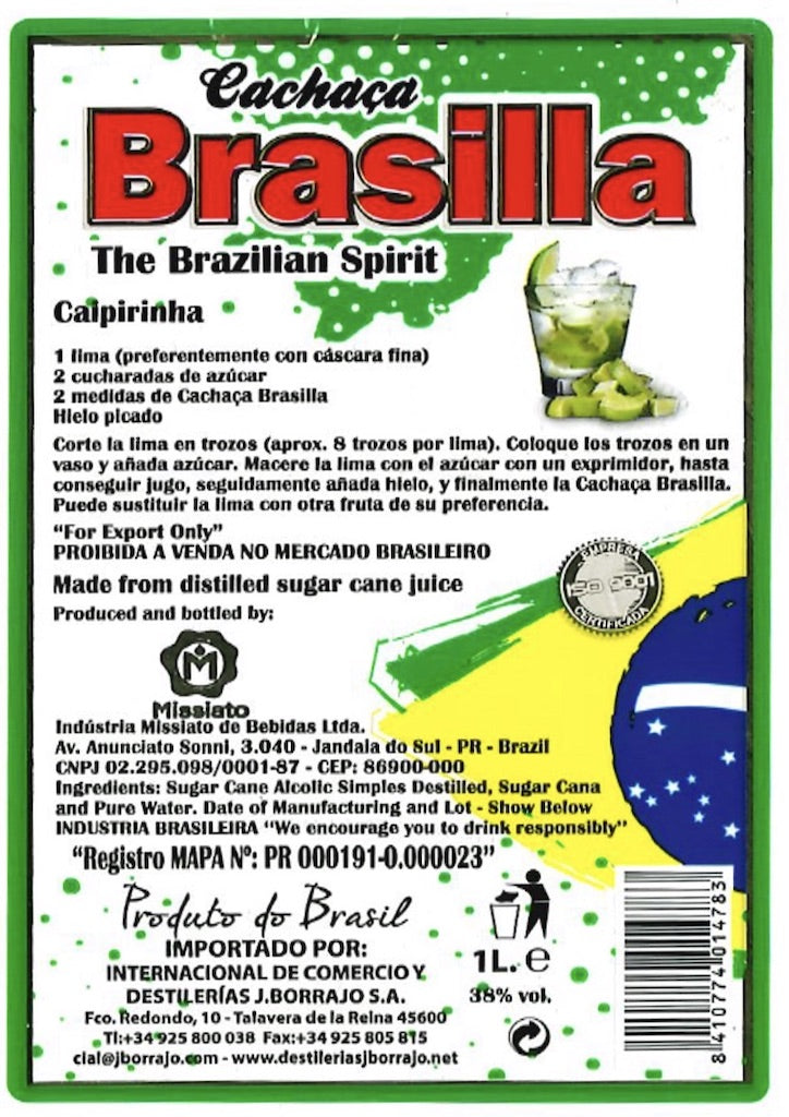 Cachaca Brasilla Etikett