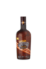 Braune Flasche Cafetino Vegan Kaffee Likör mit Cold Brew Aufschrift, 0,7 l, mattes Holzdesign und cremiger Kaffeeoptik.