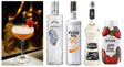 Erdbeer Margarita Cocktail Set mit Tequila, Triple Sec, Erdbeerpüree, Zuckersirup und fertigem Cocktail im Glas