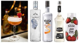 Erdbeer Margarita Cocktail Set mit Tequila, Triple Sec, Erdbeerpüree, Zuckersirup und fertigem Cocktail im Glas