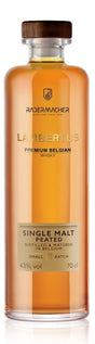 Lambertus 5Y Single Malt Sherry Cask Whisky aus Belgien in bernsteinfarbener Flasche mit Holzverschluss.