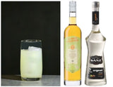 Mauresque Cocktail im Glas neben Pastis du Liquoriste und SANZ Orgeat Sirup