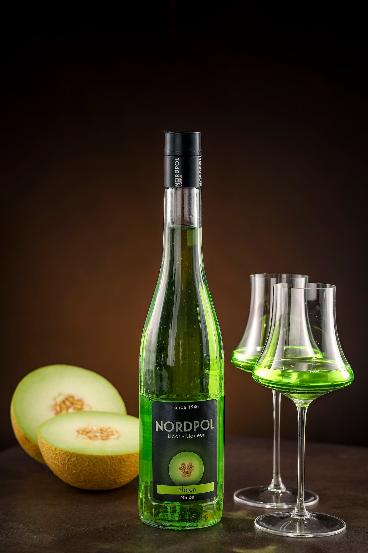 Melonenlikör Nordpol mit Melonen