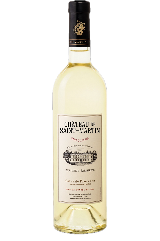 Château de St Martin Grande Réserve Blanc Weißwein aus der Provence Cru Classé Flasche mit hellem Farbton und Etikett