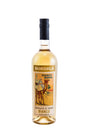 Flasche Bordiga Vermouth Bianco 0,75l mit gelbem Etikett und Kamelillustration, Aufschrift Vermouth di Torino Bianco