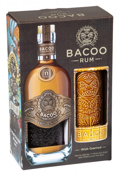 Bacoo Rum Geschenkbox 11 Jahre mit Tiki-Mug